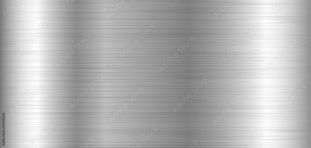Silver metal texture. Metal brushed background. Vector silver foil background. Textured metallic sheet with gradient. Horizontal silver with straight lines effect Silver metal texture. Metal brushed background. Vector silver foil background. Textured metallic sheet with gradient. Horizontal silver with straight lines effect