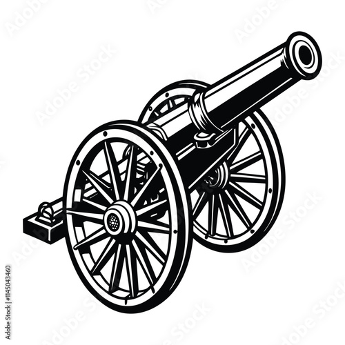 field gun on white background