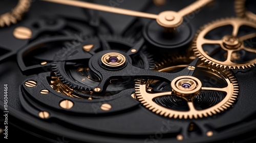 Wallpaper Mural Close-up of intricate clockwork mechanism with gold gears and black plate. Torontodigital.ca