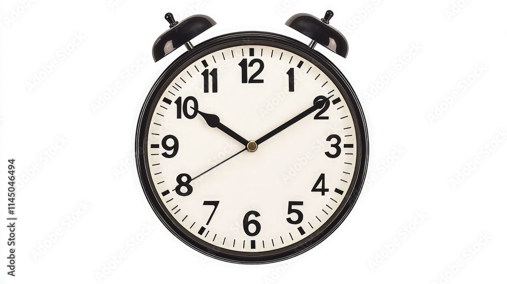Classic black alarm clock showing 755. Classic black alarm clock showing 755.