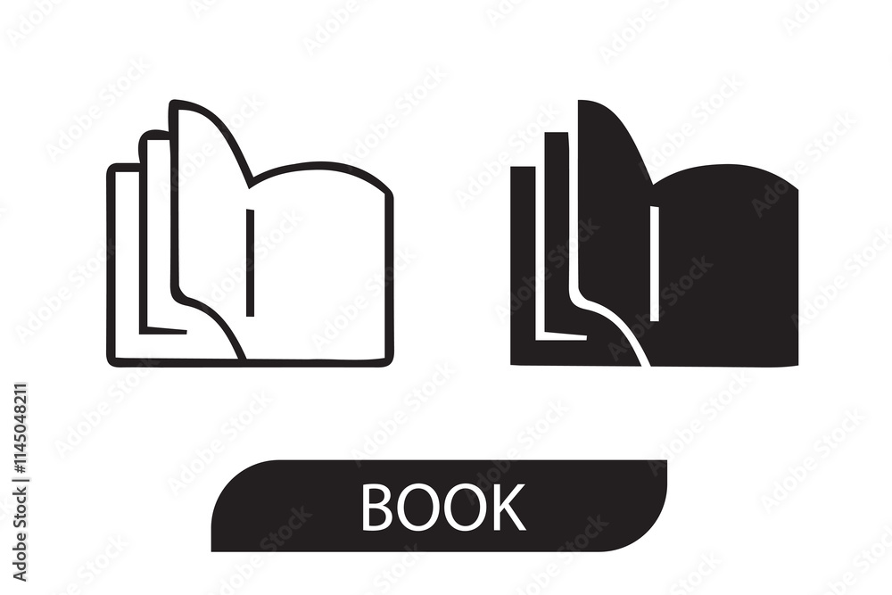 Open book web editable icon pictogram set. Isolated on white background. Flat vector illustration. Book stroke outline icons Open book web editable icon pictogram set. Isolated on white background. Flat vector illustration. Book stroke outline icons
