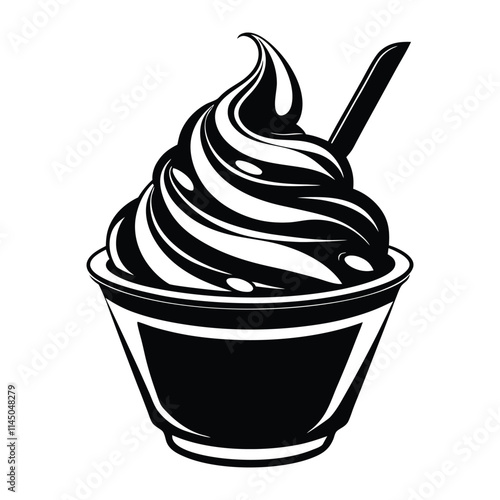 frozen yogurt silhouette vector on white background