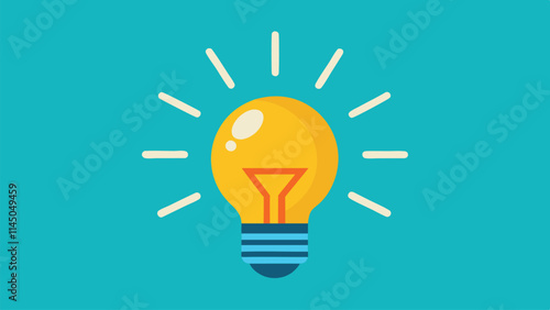 Bright light bulb glowing with rays, symbolizing creativity and innovative ideas in a vibrant, modern design