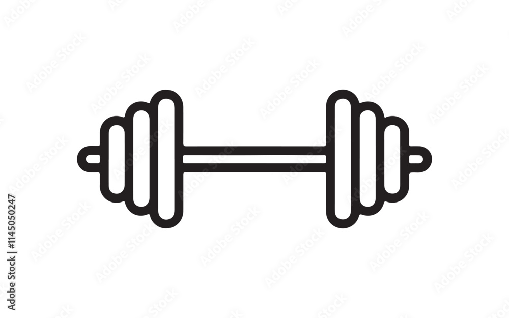 Barbell icon. Black Barbell icon on white background. Vector illustration Barbell icon. Black Barbell icon on white background. Vector illustration