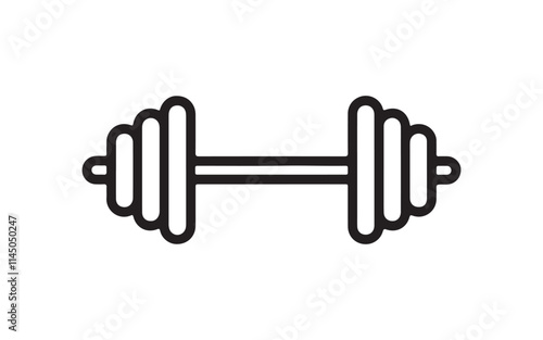 Barbell icon. Black Barbell icon on white background. Vector illustration