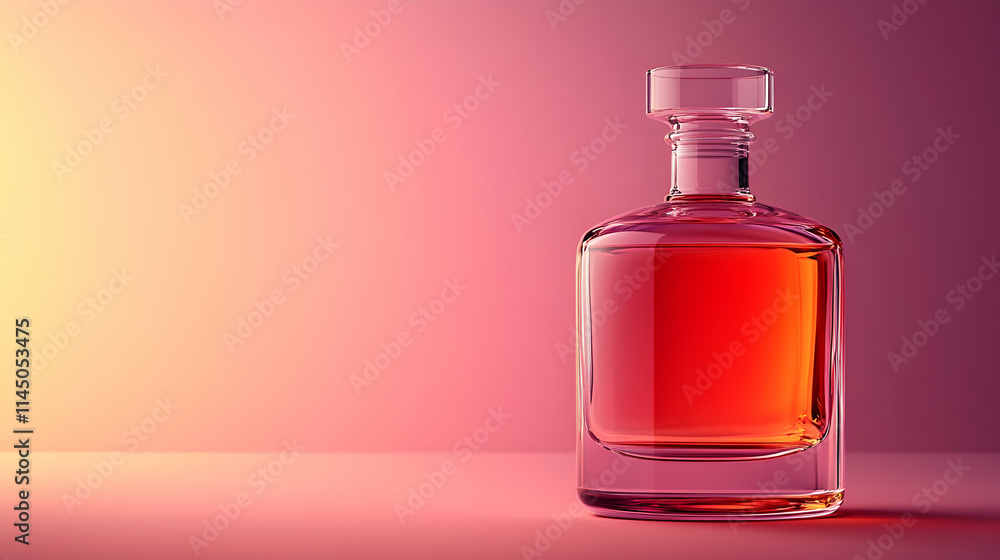 Elegant glass bottle with amber liquid. Elegant glass bottle with amber liquid.