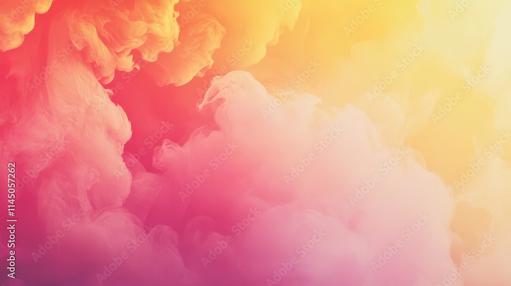 Fototapeta premium Ethereal Swirls of Colorful Smoke in Shades of Pink, Orange, and Yellow Creating a Dreamy Abstract Background for Artistic Projects and Designs