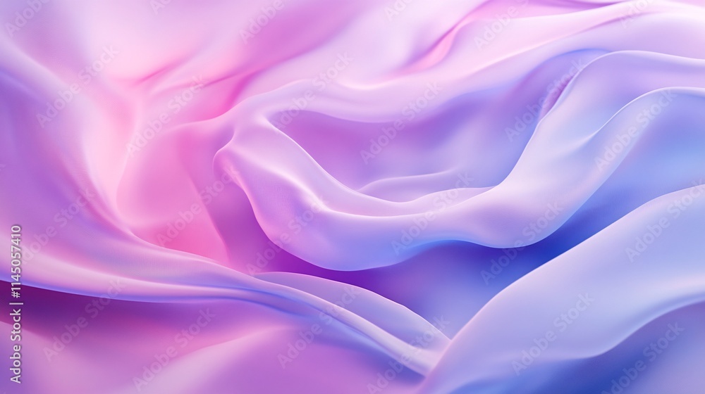 Obraz premium A fluid composition of softly shimmering satin fabric in shades of pink and blue, creating a serene and dreamy atmosphere.
