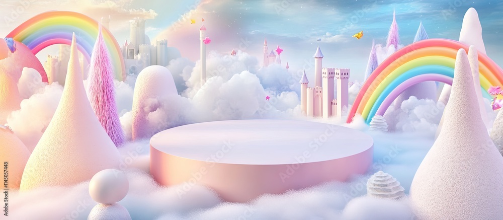 Pastel Castles Clouds Rainbow Display Platform Pastel Castles Clouds Rainbow Display Platform