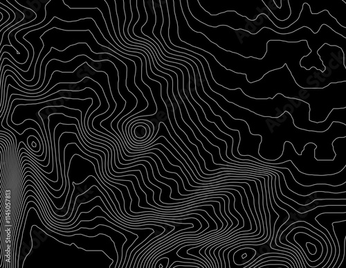 Obraz na płótnie Curvas de nivel, mapa topográfico sobre fondo negro w salonie