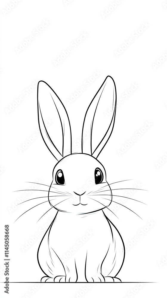 Adorable Cartoon Rabbit Sitting Calmly Adorable Cartoon Rabbit Sitting Calmly