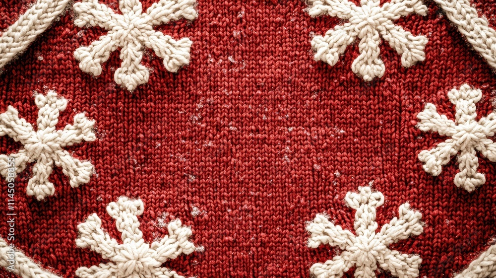 Cozy Winter Greeting Card Template with Snowflakes and Knitted Texture for Holiday Greetings Cozy Winter Greeting Card Template with Snowflakes and Knitted Texture for Holiday Greetings