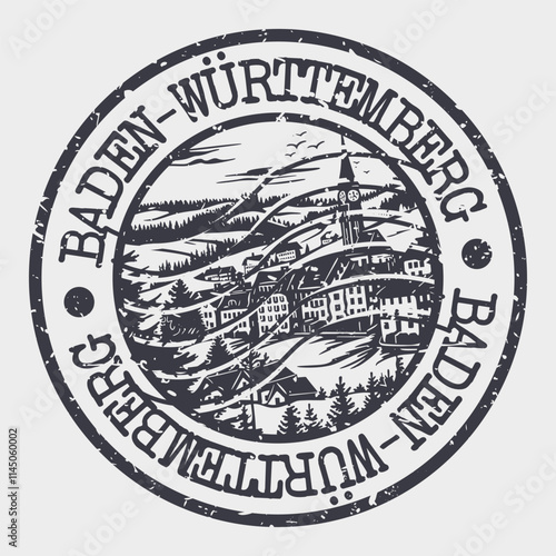Baden-Württemberg, Germany Stamp Postal. Silhouette Seal. Passport Round Design. Vector Icon. Design Retro Travel. National Symbol.