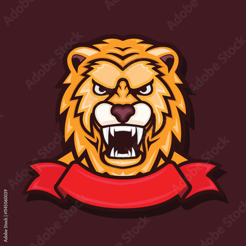 roaring lion illustration for logo design photo