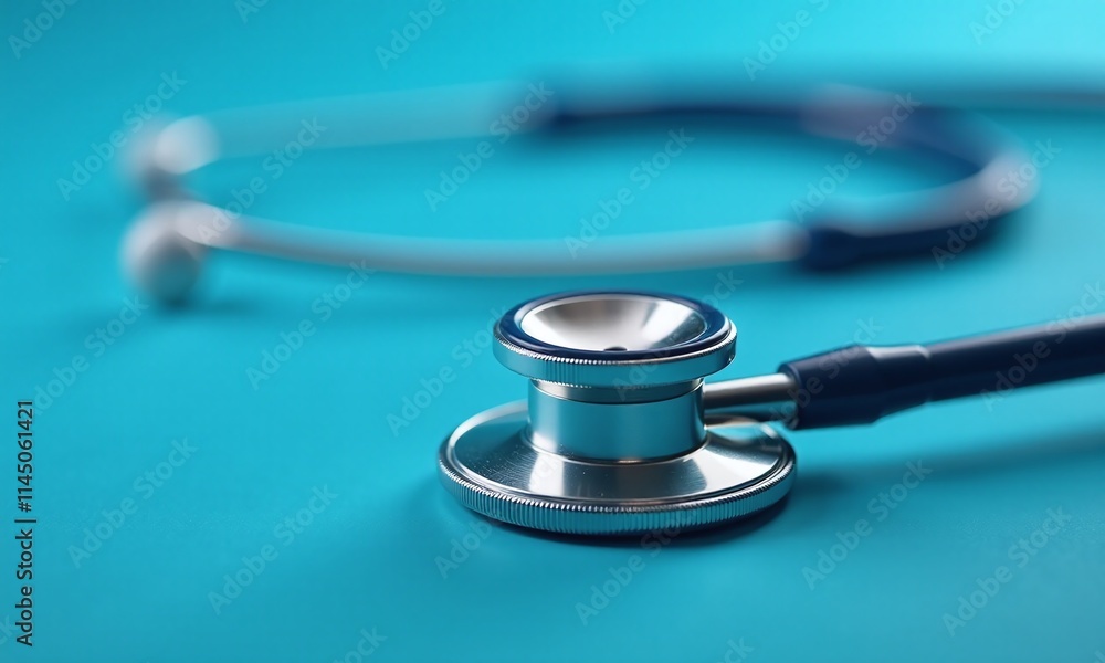 Medical stethoscope close up sleek design metallic sheen Medical stethoscope close up sleek design metallic sheen