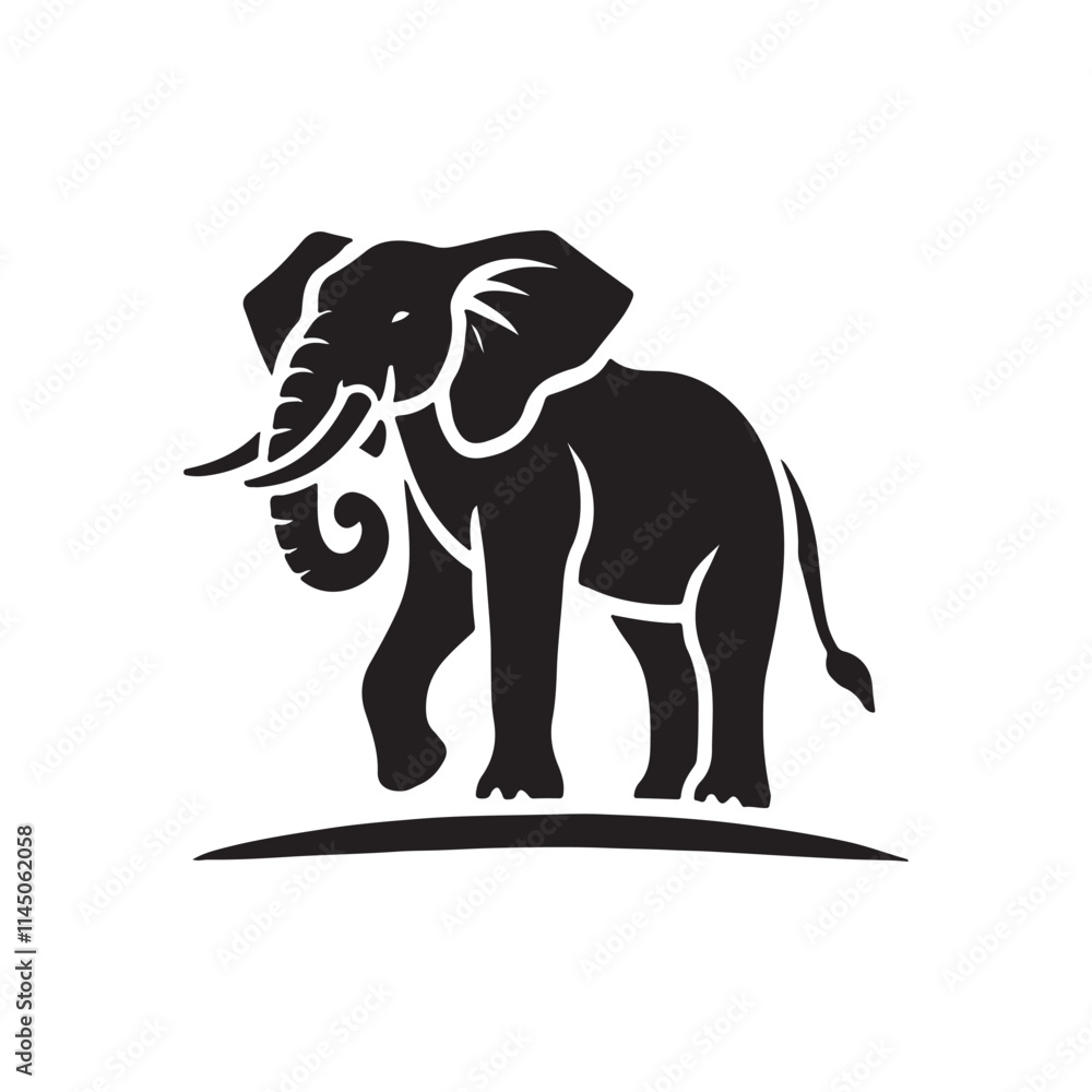 elephant silhouette vector line art logo illustration elephant silhouette vector line art logo illustration