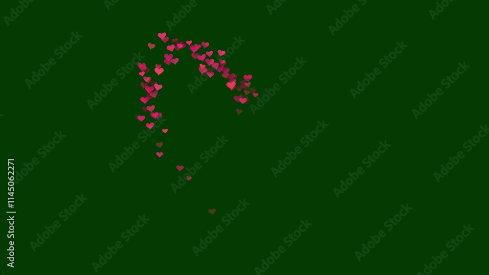 Hearts Sparkle particle trails entering multiple sets of star glittering for video transition or wipe effect transition and wipe effect 4k Video on Green Background Hearts Sparkle particle trails entering multiple sets of star glittering for video transition or wipe effect transition and wipe effect 4k Video on Green Background