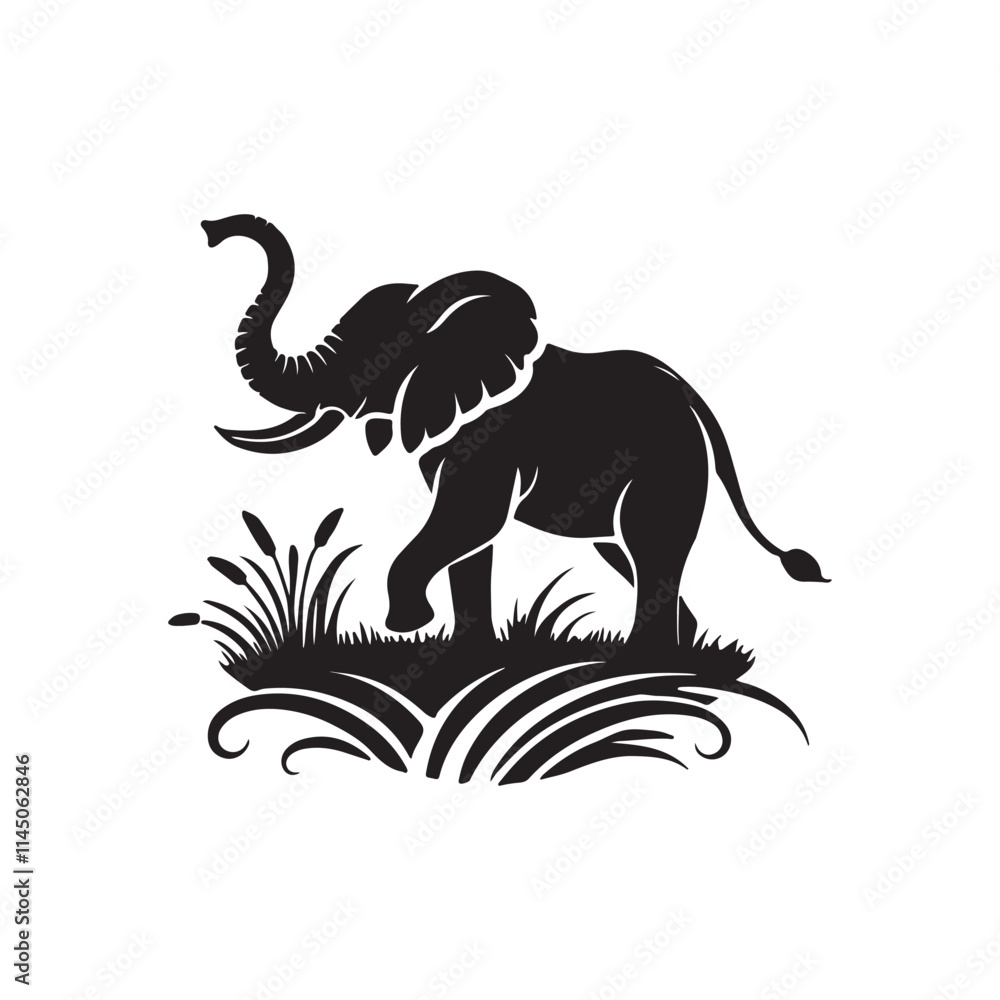 Obraz premium elephant silhouette vector line art logo illustration