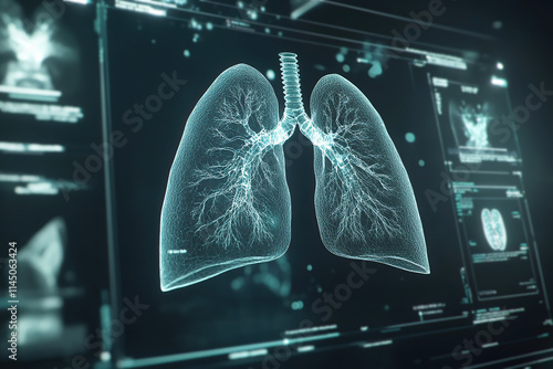 Lungs with cancer, virtual reality organ photo