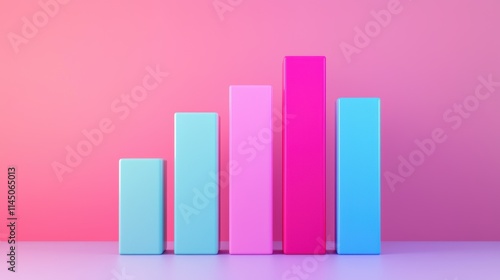 Colorful bar chart representing increasing financial growth on pink background Free Download Colorful bar chart representing increasing financial growth on pink background - GFXLoad