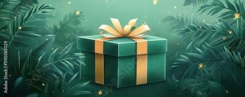 PNG Elegant green gift box illustration