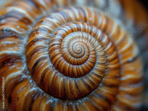 Captivating spiral patterns of a vibrant sea shell showcasing nature's perfect geometry in intricate detail