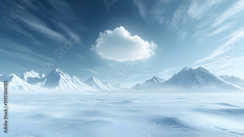 Wallpaper Mural Serene snow-covered mountain range under a vast sky with a single cloud. Torontodigital.ca