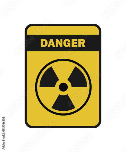 Radioactive material warning icon in flat style. Vector illustration of yellow color radiation hazard on isolated background. Caution sign business concept.