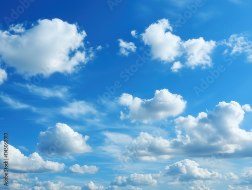 Bright Blue Sky with Soft White Clouds