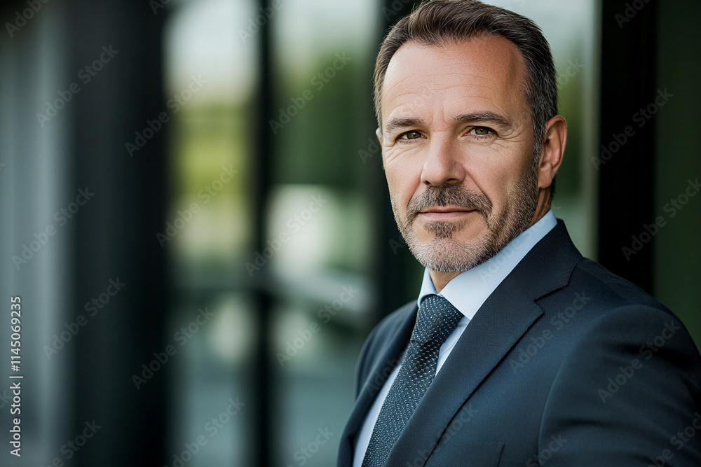 Confident businessman in formal attire outdoors