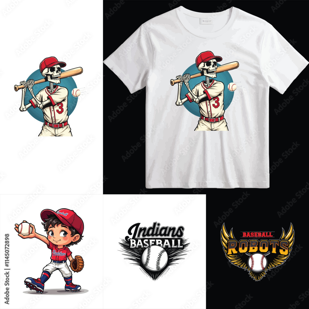 Retro Baseball collection of four vector tshirt design baseball tshirt design set Retro Baseball collection of four vector tshirt design baseball tshirt design set