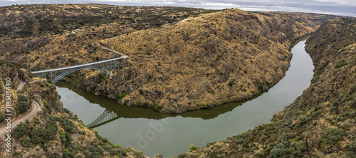 Requejo viaduct bridge (Puente de Pino​) Duero river, Pino del Oro and Villadepera, province of Zamora, Autonomous Community of Castile and Leon, Spain photo