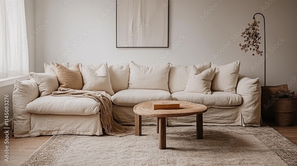 Beige Linen Sectional Sofa Living Room Decor Beige Linen Sectional Sofa Living Room Decor