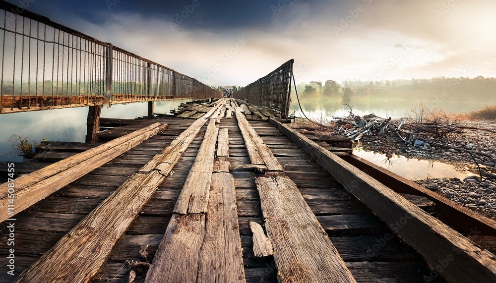 Crumbling bridge showing aging infrastructure Crumbling bridge showing aging infrastructure