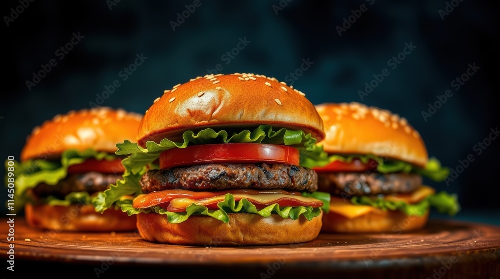 hamburger on black background hamburger on black background