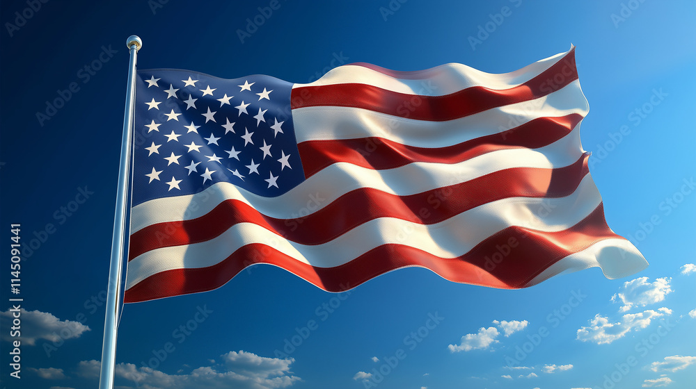 Obraz premium american flag waving in the wind