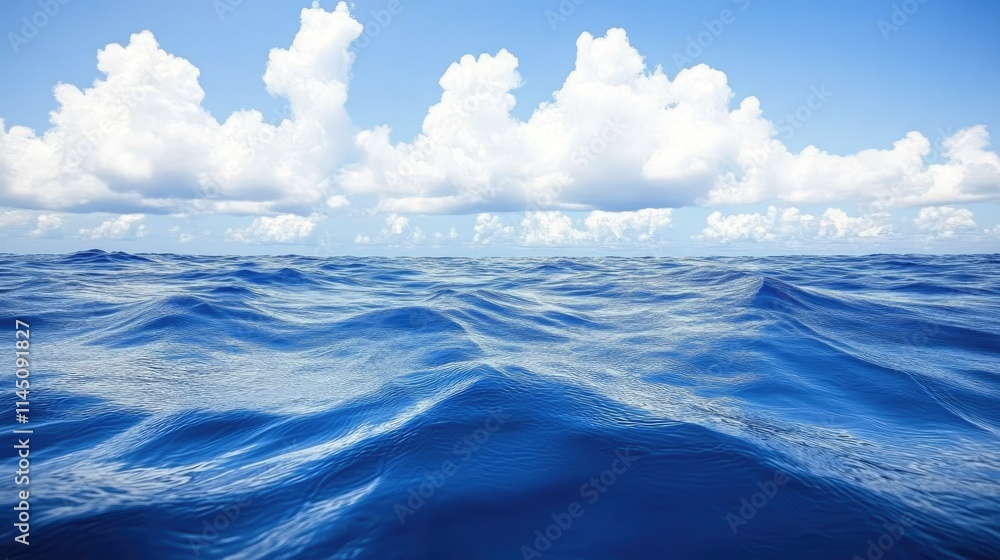Fototapeta premium Blue Ocean Waves Under a Cloudy Sky
