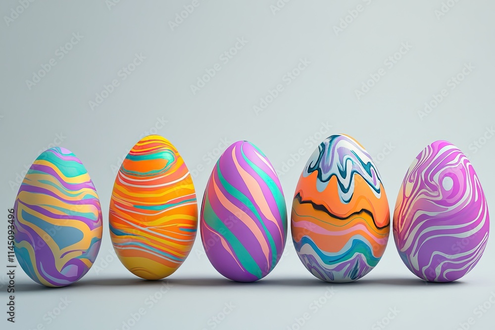 Fototapeta premium Funky abstract Easter egg designs with trendy gradients and textures