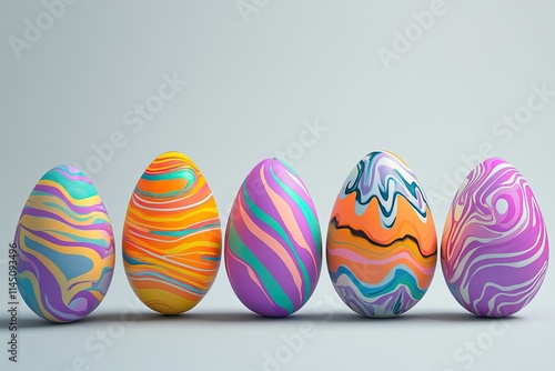 Funky abstract Easter egg designs with trendy gradients and textures
