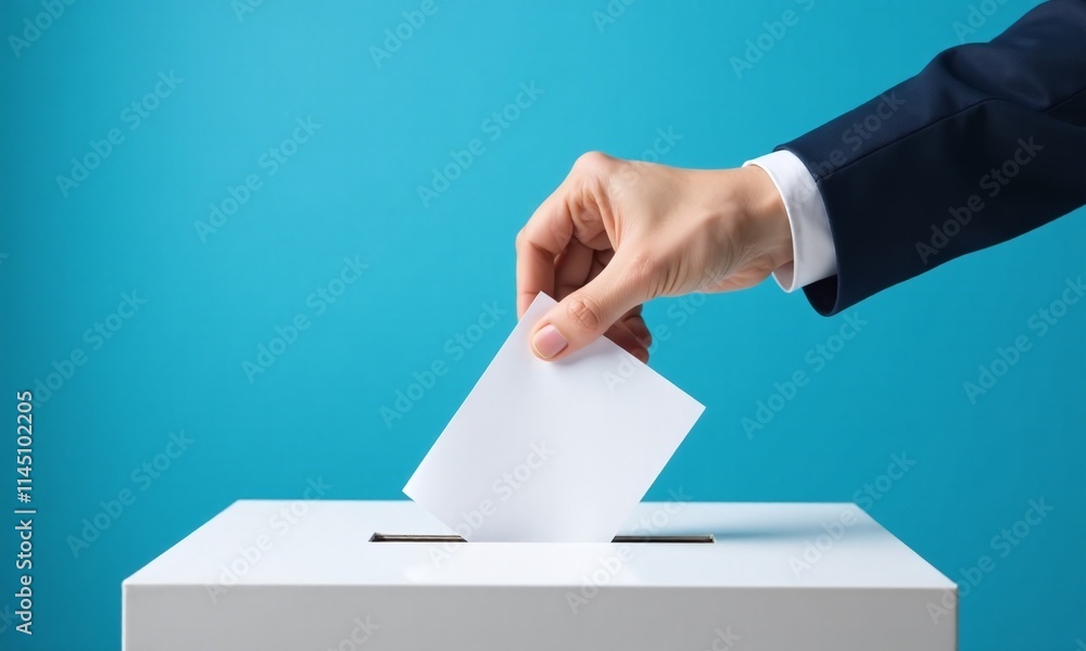 Voting ballot box hand inserting paper democracy Voting ballot box hand inserting paper democracy