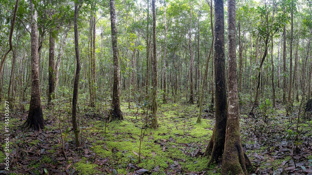 Lush Green Forest Floor Dense Canopy Trees Lush Green Forest Floor Dense Canopy Trees