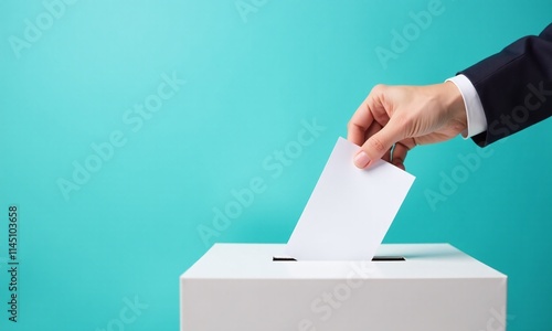 Voting ballot box hand inserting paper democracy