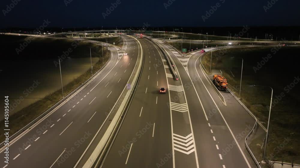 traffic at night, highway crossroad traffic at night, highway crossroad