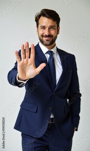 businessman stop gesture