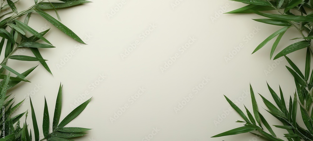 Fototapeta premium Lush green bamboo leaves natural background nature photography calm environment close-up view tranquility concept