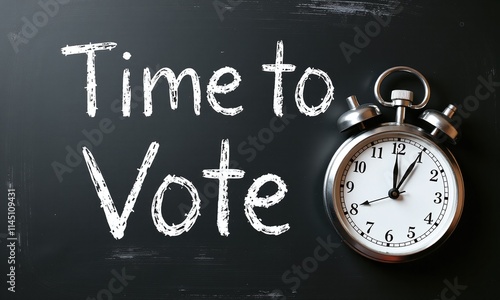 Chalkboard texture White chalk text Time to vote