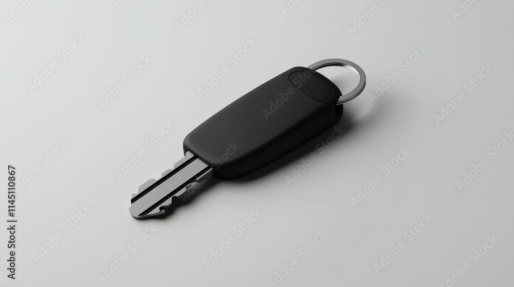 A minimalistic 3D car key fob mockup, placed on a white background with room for custom branding A minimalistic 3D car key fob mockup, placed on a white background with room for custom branding