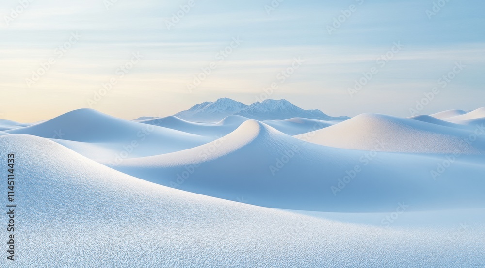 Vast Snowfield with White Waves and Distant Mountains Vast Snowfield with White Waves and Distant Mountains