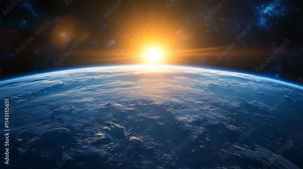 Blue sunrise over Earth from space. High-resolution image, perfect for desktop backgrounds, calendars, or print projects Blue sunrise over Earth from space. High-resolution image, perfect for desktop backgrounds, calendars, or print projects