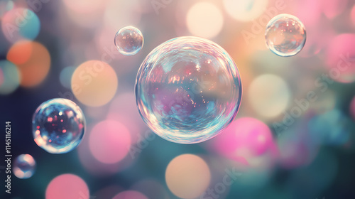 Effervescent bubbles floating in a soft pink blur , pink, bubbles, abstract, blur, soft, gentle, delicate, ethereal. Effervescent. Illustration